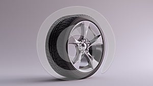 Alloy Rim Wheel Complex Design Silver Chrome with Racing Tyre