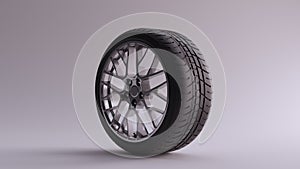 Alloy Rim Wheel Complex Design Silver Chrome with Racing Tyre