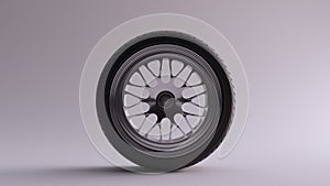 Alloy Rim Wheel Complex Design Silver Chrome with Racing Tyre