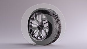 Alloy Rim Wheel Complex Design Silver Chrome with Racing Tyre