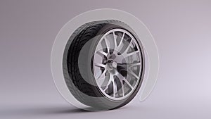 Alloy Rim Wheel Complex Design Silver Chrome with Racing Tyre