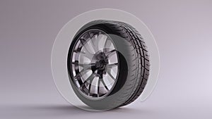 Alloy Rim Wheel Complex Design Silver Chrome with Racing Tyre