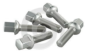 Alloy wheel bolts, lug lock bolts. 3D rendering