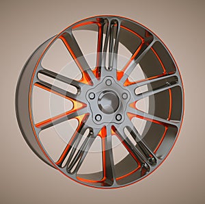 Alloy wheel or disc of sports car