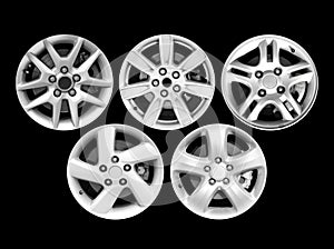 Alloy wheel isolated on black background