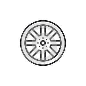 Alloy wheel line icon