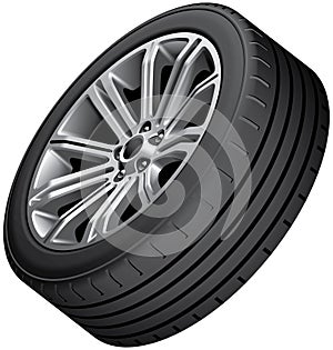 Alloy wheel with low-profile tire photo