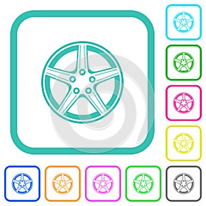 Alloy wheel vivid colored flat icons photo