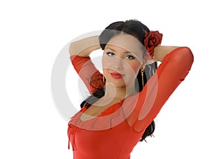 Allruning babe with flower in hair isolated