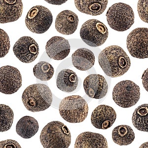 Allspice on white background, seamless pattern