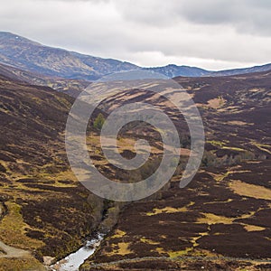 Allt Mor river in Gleann Mor south of Schiehallion