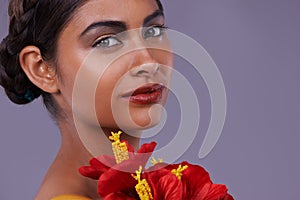 Allure of the latin lover. Closeup shot of a beautiful exotic woman.