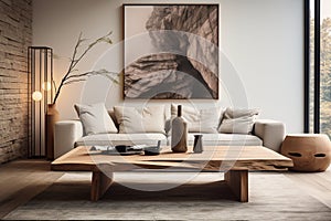 The Allure of Rustic Living - Live Edge Table and Chairs. Generative By Ai