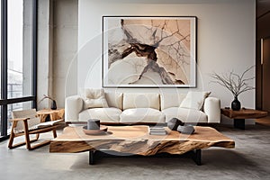 The Allure of Rustic Living - Live Edge Table and Chairs. Generative By Ai
