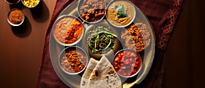 Alluring Ethiopian Cuisine Flat Lay with Injera and Stews