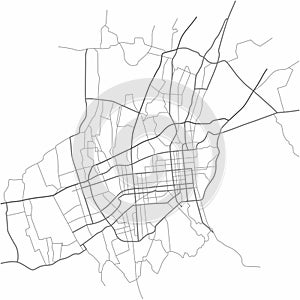 Alma-Ata city map Kazakhstan - town streets on the plan. Monochrome line map of the  scheme of road. Vector