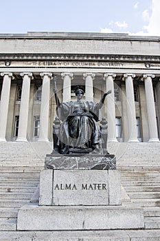 Alma Mater statue in front of the library of Columbia University in Upper Manhattan, New York City