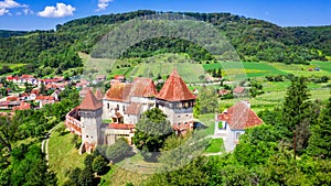 Alma Vii - fortified church in Transylvania, Romania photo