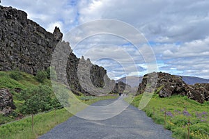 Almannagja Canyon in Thingvellir National Park, Golden Circle, Western Iceland