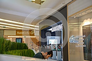 Almaty, Kazakhstan - August 17, 2023: Samsung electronics store in a shopping mall