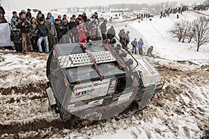 Almaty, Kazakhstan - February 21, 2013. Off-road racing on jeeps, Car competition, ATV.