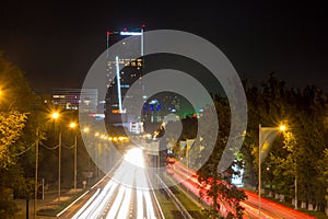 ALMATY, KAZAKHSTAN - MAY 6: Almaty city night view, Al-Farabi av