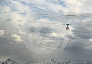Almaty, Kazakhstan, view to mountains and Cableway