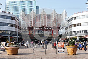 Almere Centrum train station and Stationsplein in Almere, The Netherlands