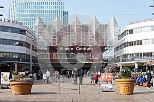 Almere Centrum train station and Stationsplein in Almere, The Netherlands photo
