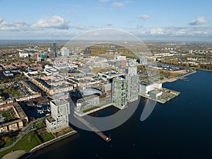 Almere medium large dutch city in province of Flevoland, The Netherlands, Skyline downtown city center, Almere Stad