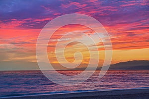 Almeria Cabo de Gata sunset in Mediterranean