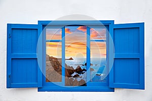 Almeria view from blue window of Cabo de Gata