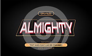 Almighty elegant editable text effect. eps vector file for elegant and sporty