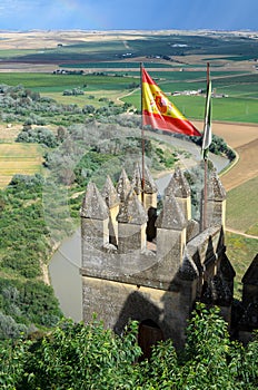 Almodovar castle over the fertile valley of river Guadalquivir