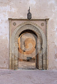 Almohad gate Bab Oudaia at The Kasbah of the Udayas in Rabat, Morocco