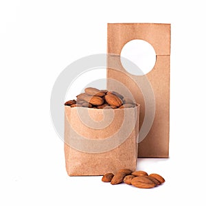 Almond. Almonds in a paper bag.