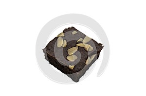 A Almond Chocolate Brownie isolated on white background.