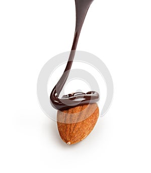 Almond with chocolate flow photo