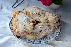 Almond croissants on a plate