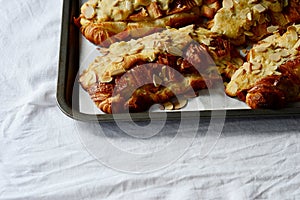 Almond croissants served on a tray