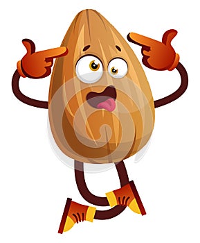 Almond going a bit crazy, illustration, vector