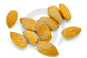 Almond-golden almonds isolated on a white background