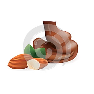 Almond with liquid chocolate