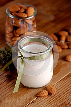 Almond milk in the jar
