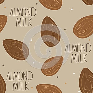 Almond milk - vector set of design elements and pattern for packaging background