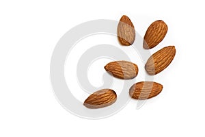 Almond nuts isolated on white background