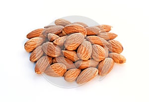 Almond nuts on white background