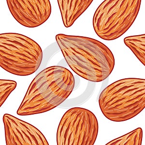 Almond repeatable pattern isolated on white background