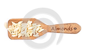 Almond slivers on shovel