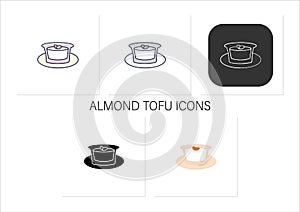 Almond tofu icons set